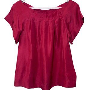 Banana Republic pink pleated silk short sleeve blouse size M